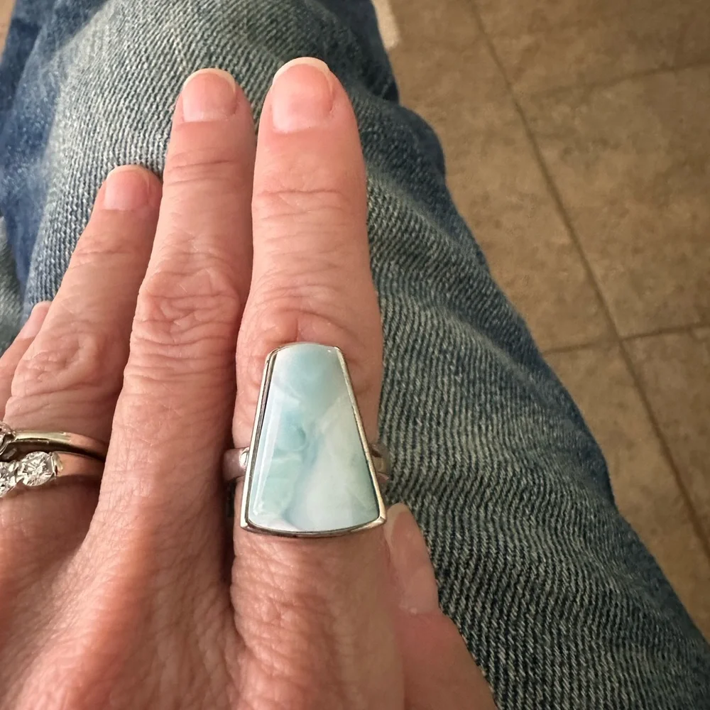 Dune Jewelry Larimar Ring sz6 Sterling Silver - Picture 7 of 8